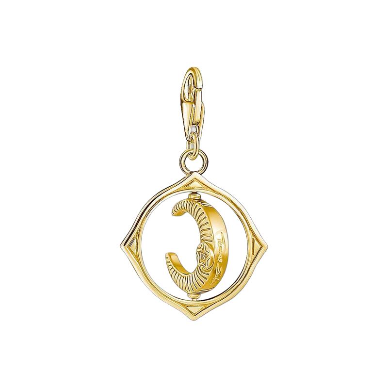 Thomas Sabo Charm pendant moon colourful stones gold