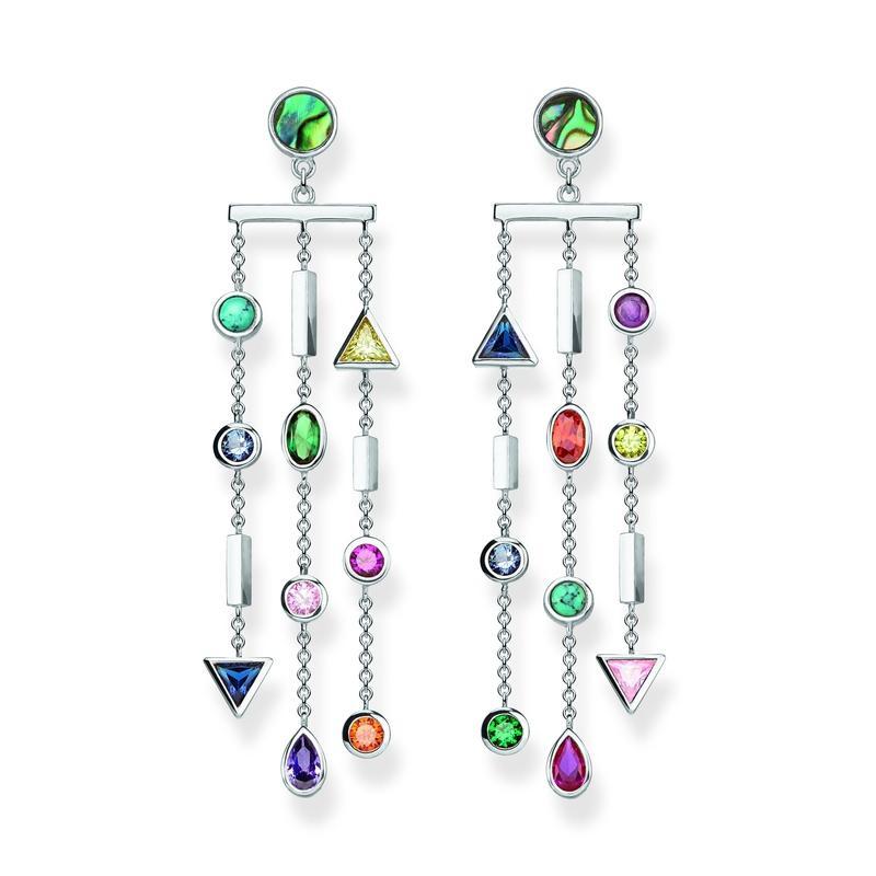 Thomas Sabo Colourful CZ Tri-Drop Earrings