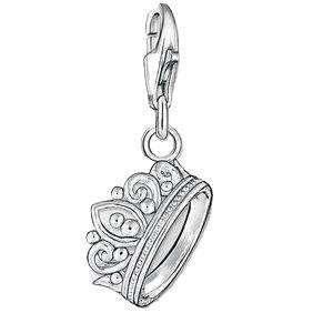 Thomas Sabo crown charm crafted in polished sterling silver with intricate royal detailing and a secure lobster clasp.