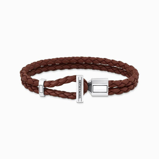 Thomas Sabo Double Bracelet - Braided, Brown Leather
