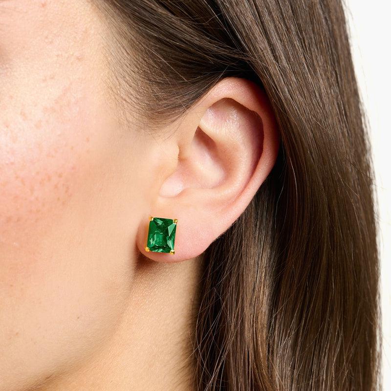 Thomas Sabo Ear Studs Green Stone Gold