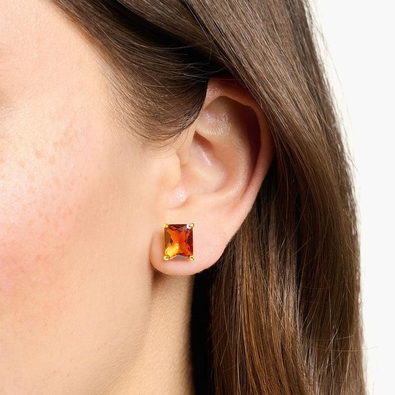 Thomas Sabo Ear Studs Orange Stone Gold
