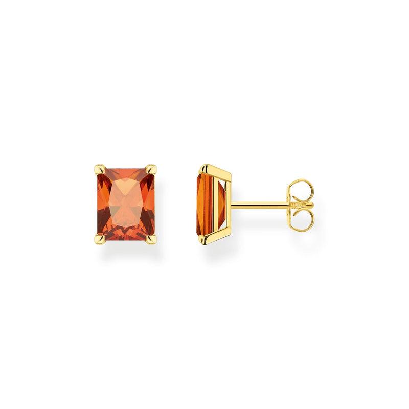Thomas Sabo Ear Studs Orange Stone Gold