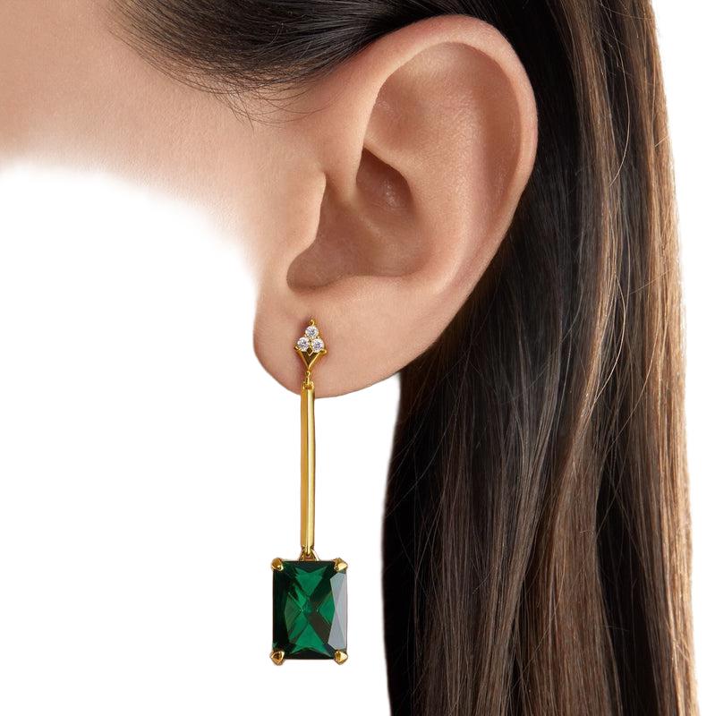 Thomas Sabo Earrings green stone gold