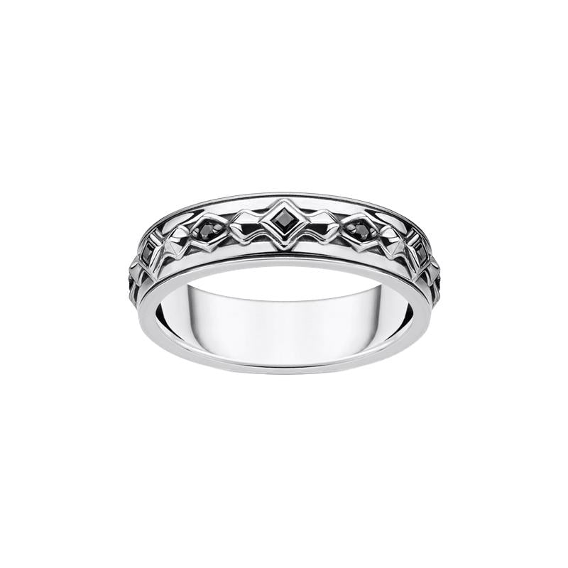 Thomas Sabo Elegant Black Zirconia Sterling Silver Ring