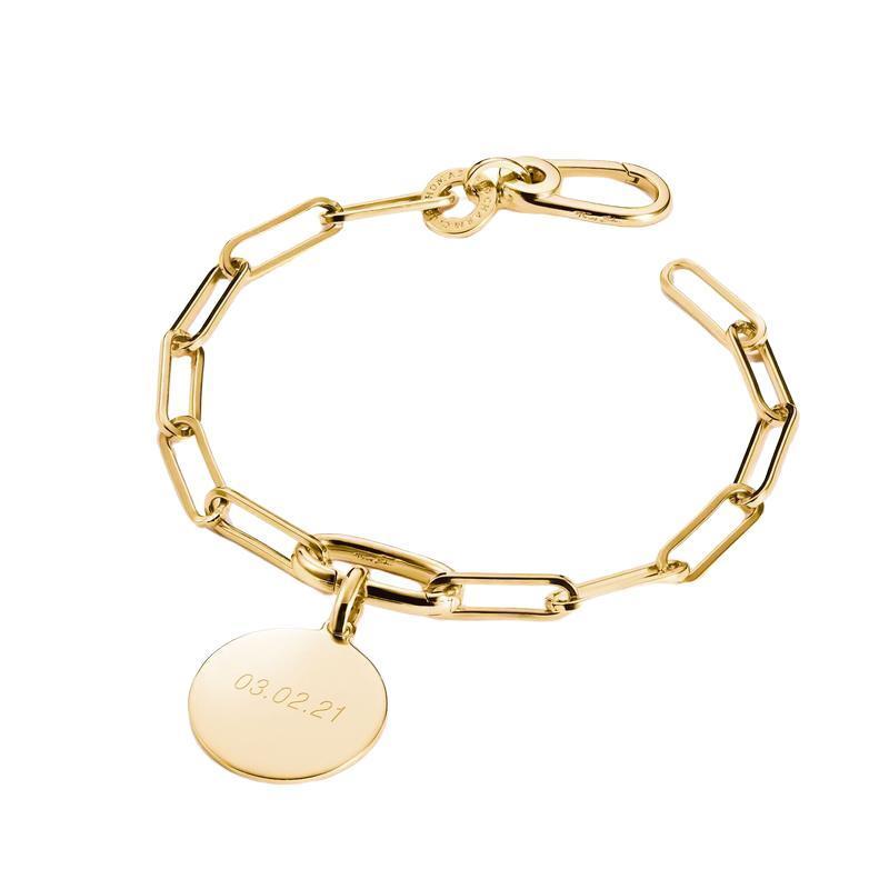Thomas Sabo Elegant Gold-Plated Paperclip Charm Bracelet