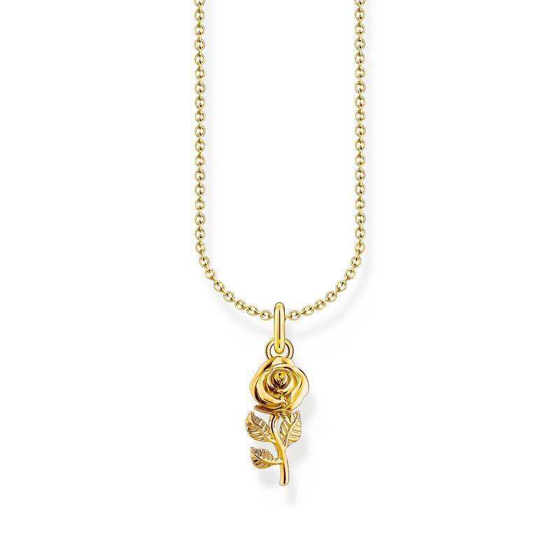 Thomas Sabo Elegant Gold-Plated Rose Pendant Necklace