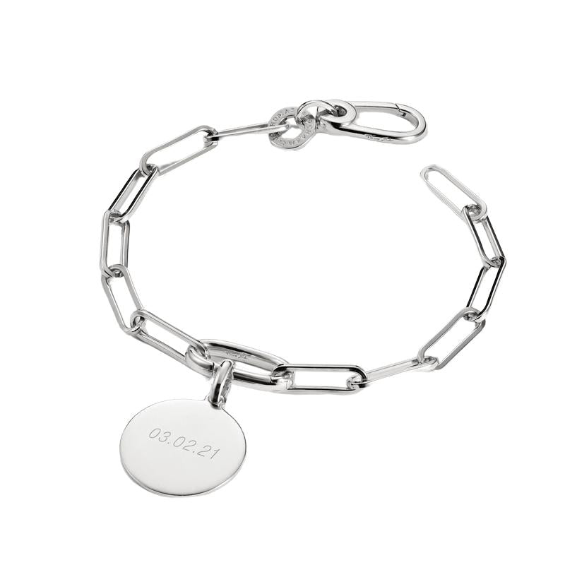 Thomas Sabo Elegant Sterling Silver Paperclip Chain Charm Bracelet