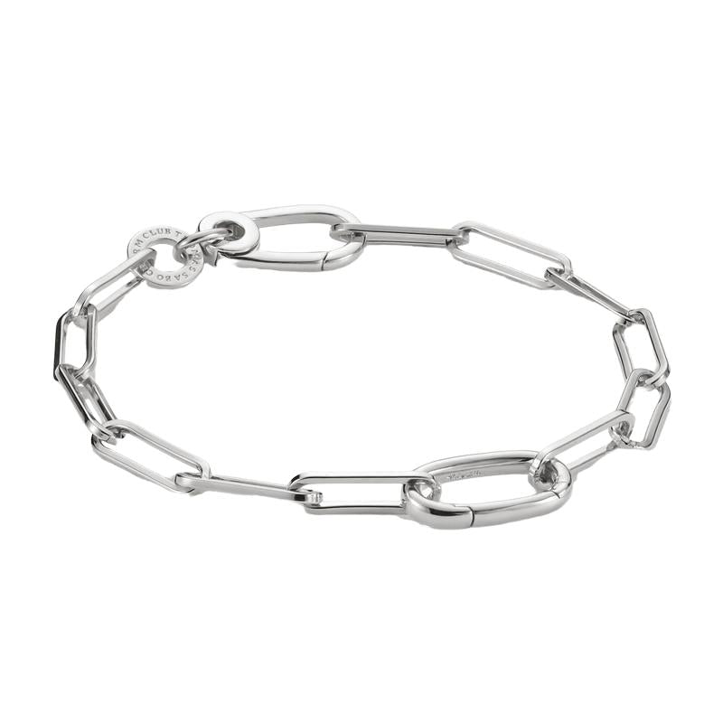 Thomas Sabo Elegant Sterling Silver Paperclip Chain Charm Bracelet