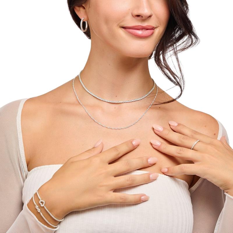 Thomas Sabo Elegant Sterling Silver Zirconia Tennis Chain Necklace