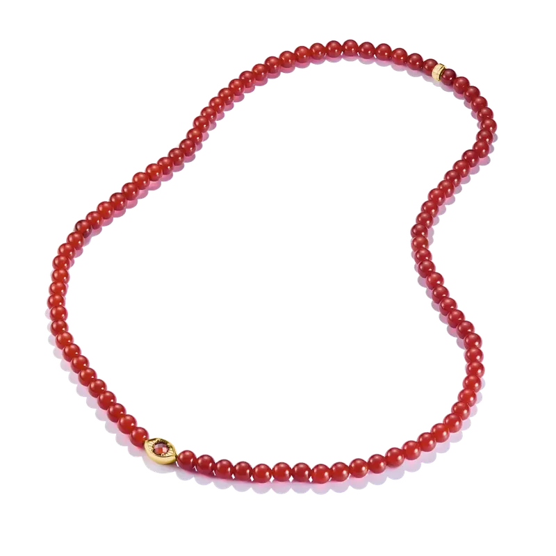 Thomas Sabo Elyndra 18K Gold Plated Necklace with Red Agate Beads