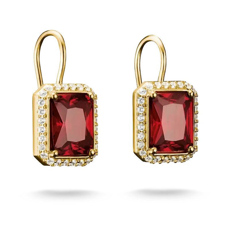 Thomas Sabo Elyndra 18k Gold Plated Earrings with Red Octagon Zirconia