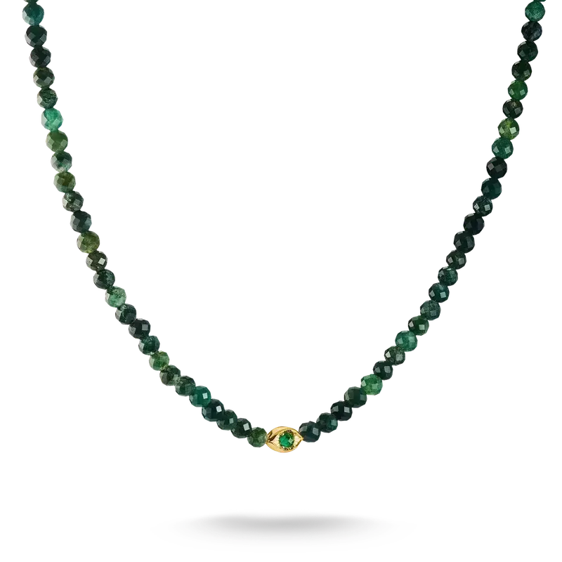 Thomas Sabo Elyndra 18k Gold Plated Green Moss Agate Bead Necklace