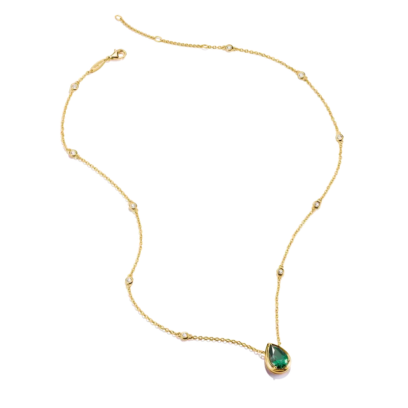 Thomas Sabo Elyndra 18k Gold Plated Necklace with Green Teardrop