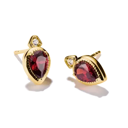 Thomas Sabo Elyndra 18k Gold Plated Stud Earrings with Red Stones