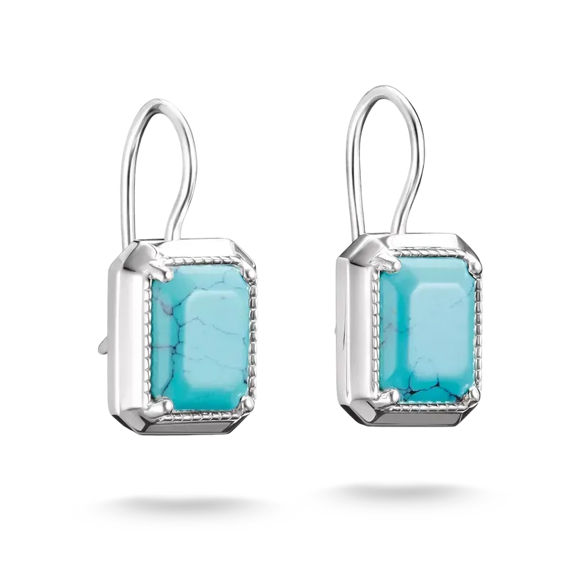 Thomas Sabo Elyndra Silver Drop Earrings Turquoise Octagon