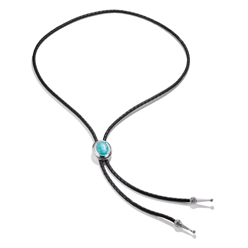 Thomas Sabo Elyndra Silver Leather Necklace with Turquoise Stone
