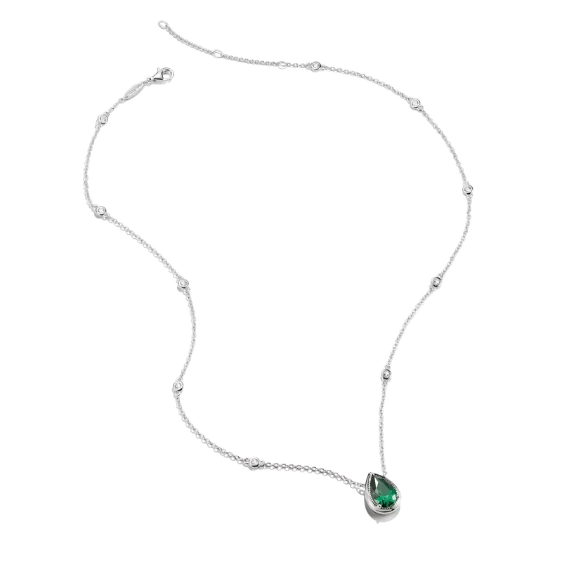 Thomas Sabo Elyndra Silver Necklace with Green Teardrop Stone