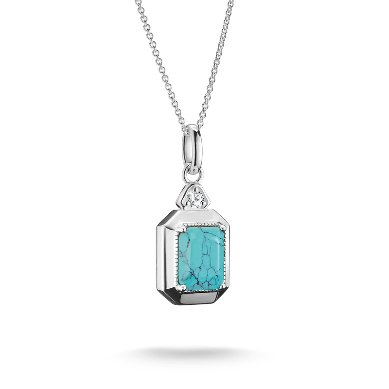 Thomas Sabo Elyndra Silver Necklace with Imitation Turquoise Octagon Pendant