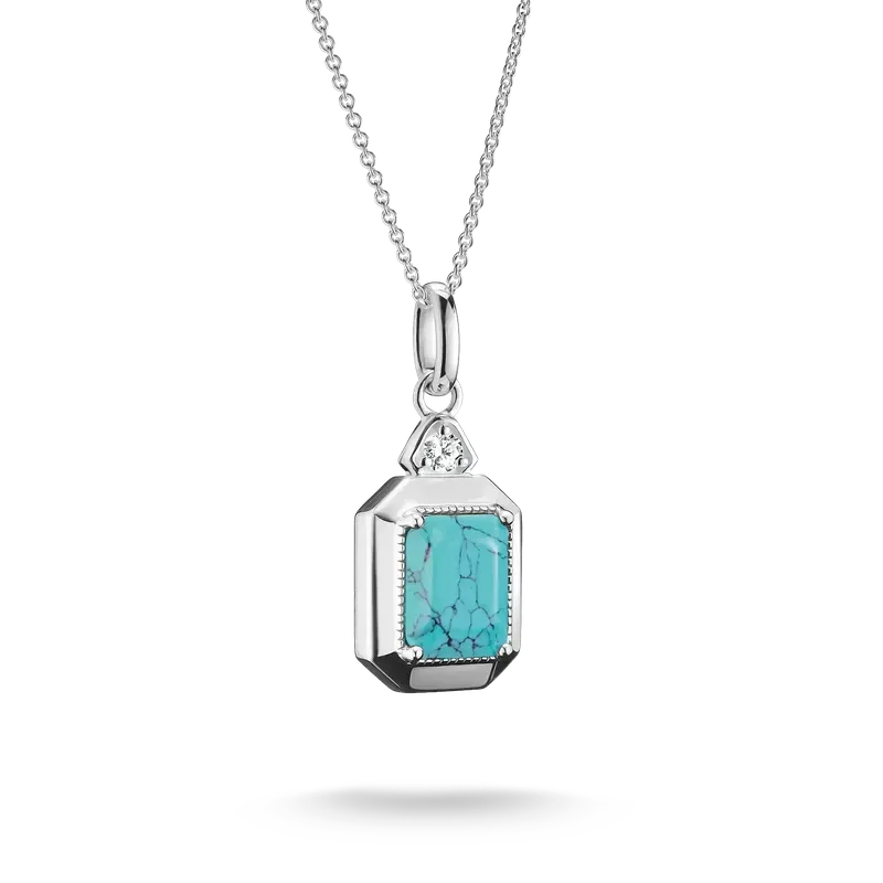 Thomas Sabo Elyndra Silver Necklace with Imitation Turquoise Octagon Pendant