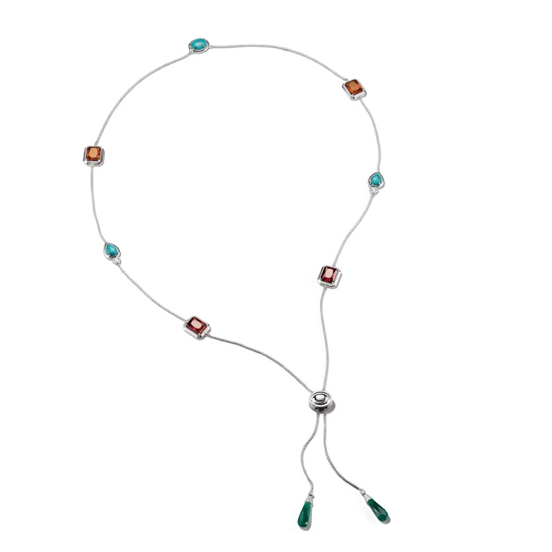 Thomas Sabo Elyndra Silver Necklace with Multicolored Stones