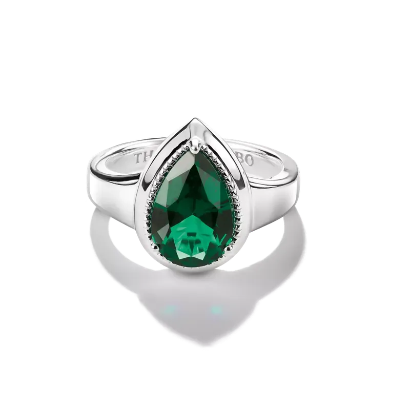 Thomas Sabo Elyndra Silver Ring With Green Glass-Ceramic Stone
