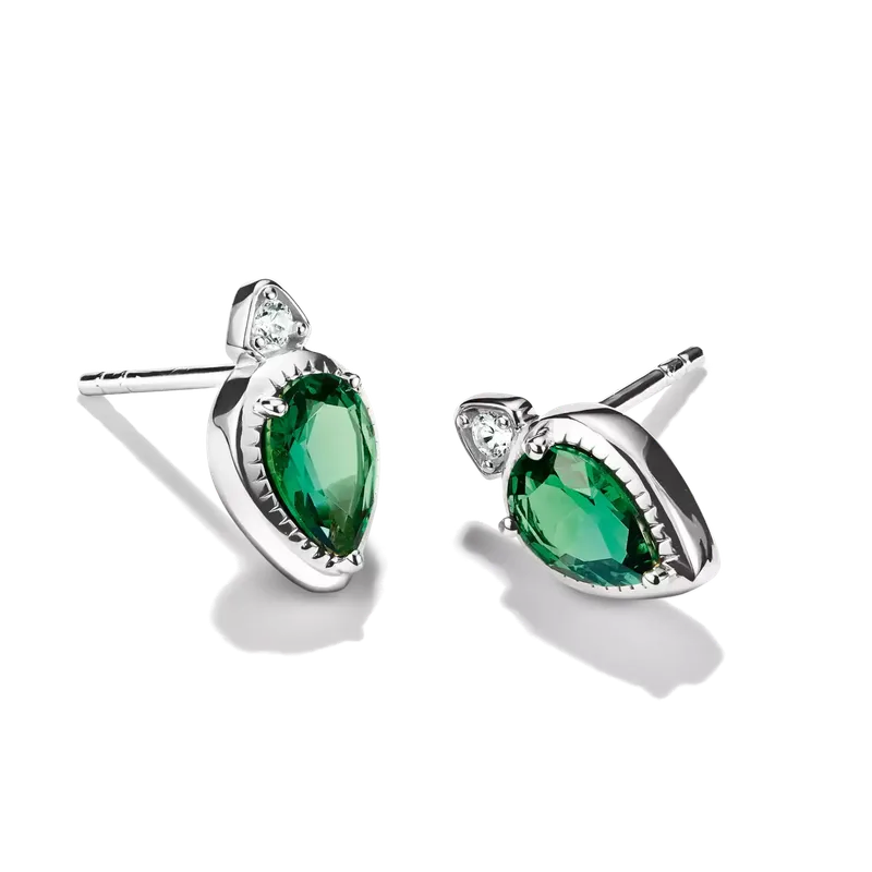 Thomas Sabo Elyndra Silver Stud Earrings Green Teardrop Stones