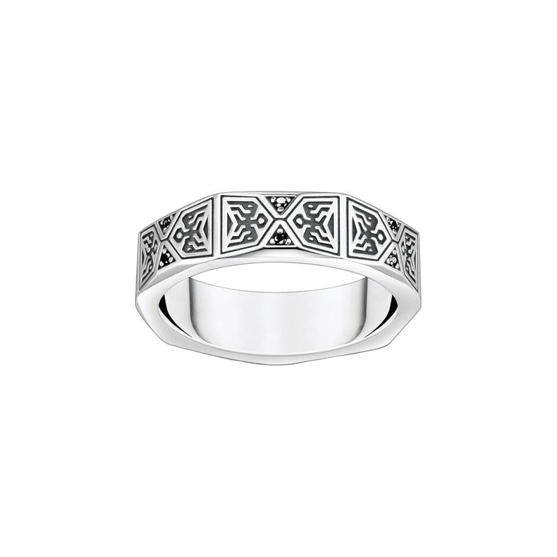 Thomas Sabo Faceted Design with Black Stones - Silver