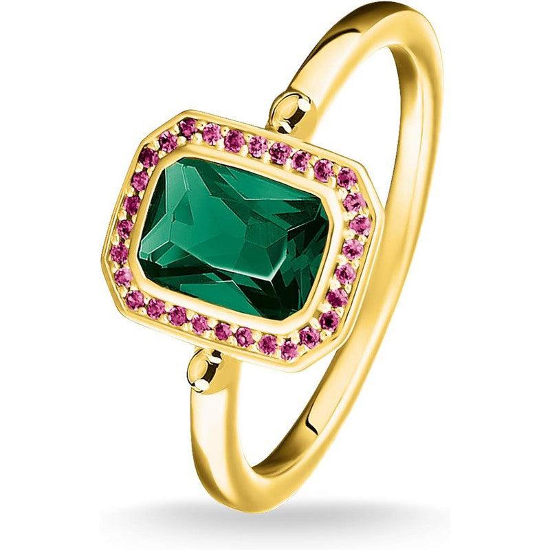 Thomas Sabo Gold Halo Rectangular Ring