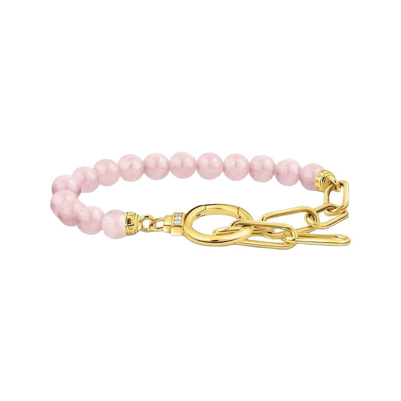 Thomas Sabo Gold-plated Bracelet - Rose Quartz Beads