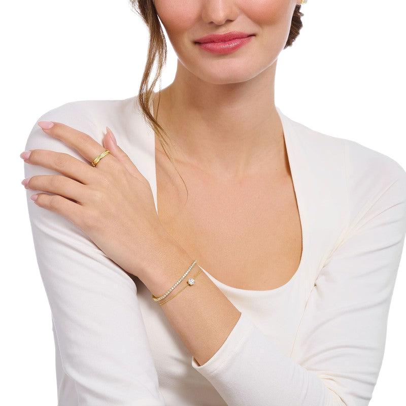 Thomas Sabo Gold-plated Bracelet with Round White Stone