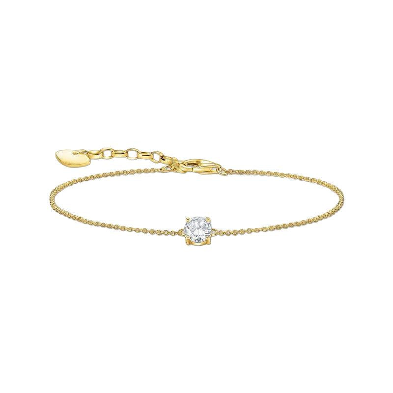Thomas Sabo Gold-plated Bracelet with Round White Stone
