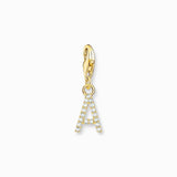 Thomas Sabo Gold-plated Charm Pendant Letter A with White Stones