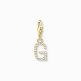Thomas Sabo Gold-plated Charm Pendant Letter G with White Stones