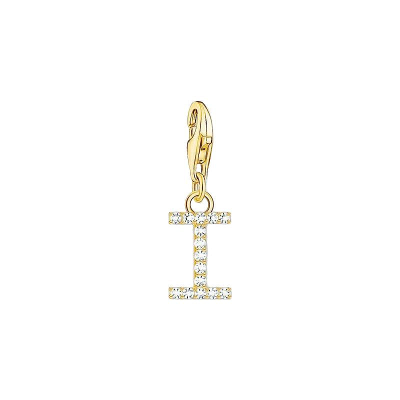 Thomas Sabo Gold-plated Charm Pendant Letter I with White Stones