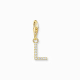 Thomas Sabo Gold-plated Charm Pendant Letter L with White Stones