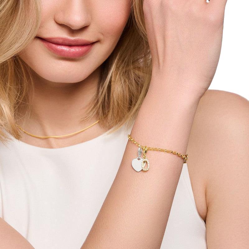 Thomas Sabo Gold-plated Charm Pendant Letter O with White Stones