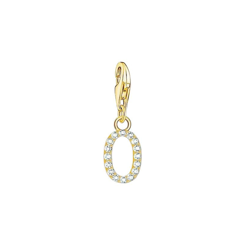 Thomas Sabo Gold-plated Charm Pendant Letter O with White Stones