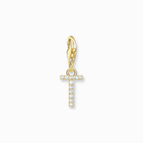 Thomas Sabo Gold-plated Charm Pendant Letter T with White Stones