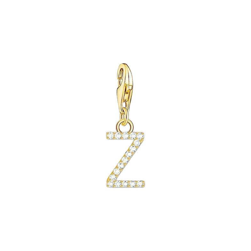 Thomas Sabo Gold-plated Charm Pendant Letter Z with White Stones