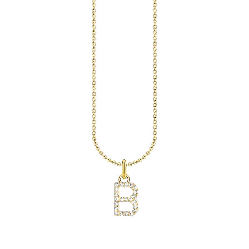 Thomas Sabo Gold-plated Necklace with Letter B & White Stones