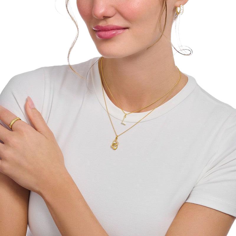 Thomas Sabo Gold-plated Necklace with Letter F & White Stones