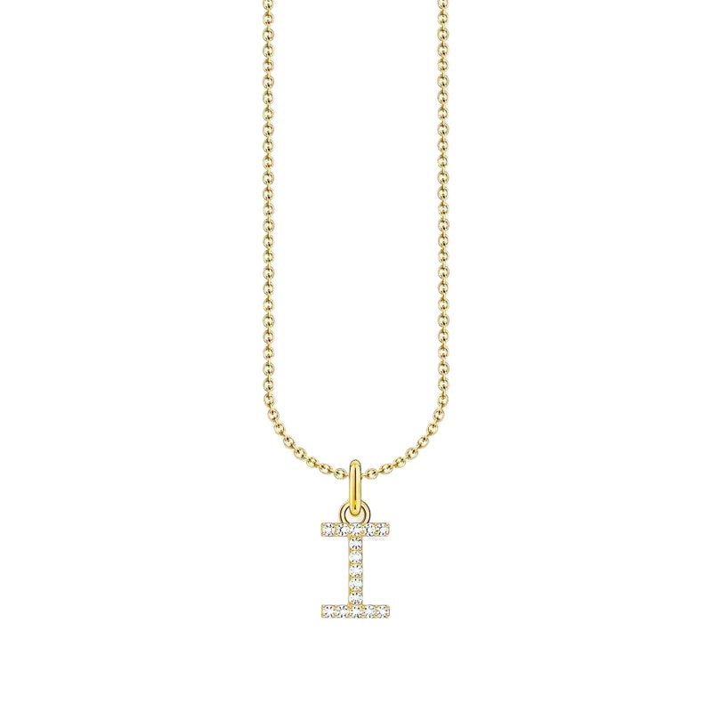 Thomas Sabo Gold-plated Necklace with Letter I & White Stones
