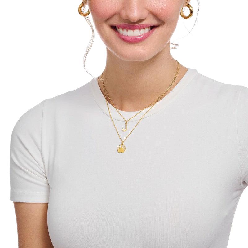 Thomas Sabo Gold-plated Necklace with Letter J & White Stones