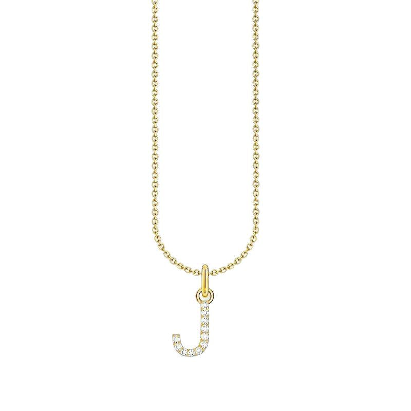 Thomas Sabo Gold-plated Necklace with Letter J & White Stones