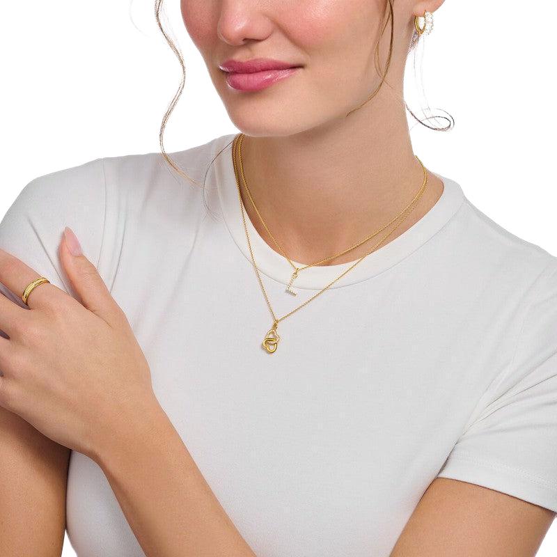 Thomas Sabo Gold-plated Necklace with Letter L & White Stones