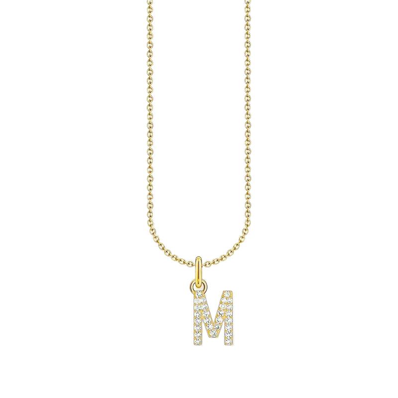 Thomas Sabo Gold-plated Necklace with Letter M & White Stones