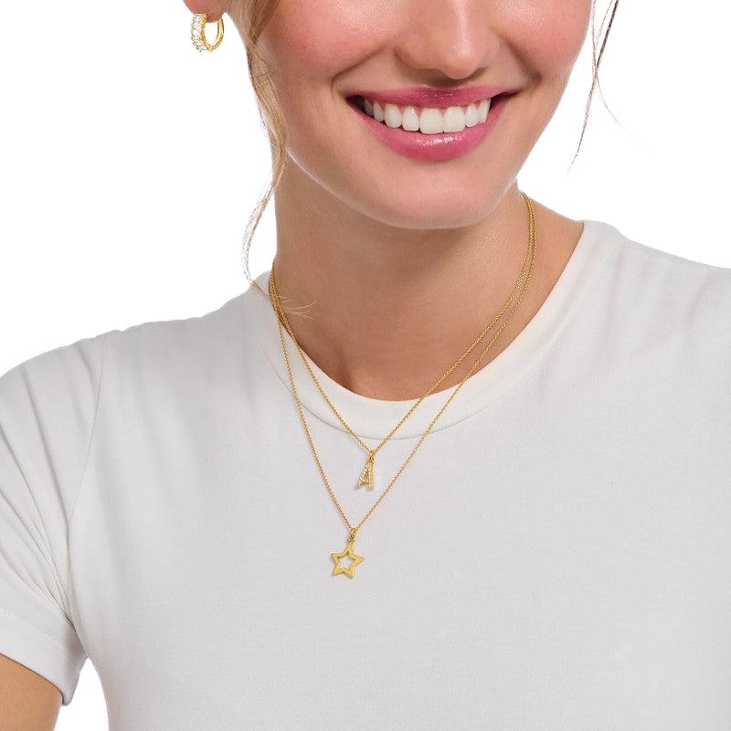 Thomas Sabo Gold-plated Necklace with Letter T & White Stones