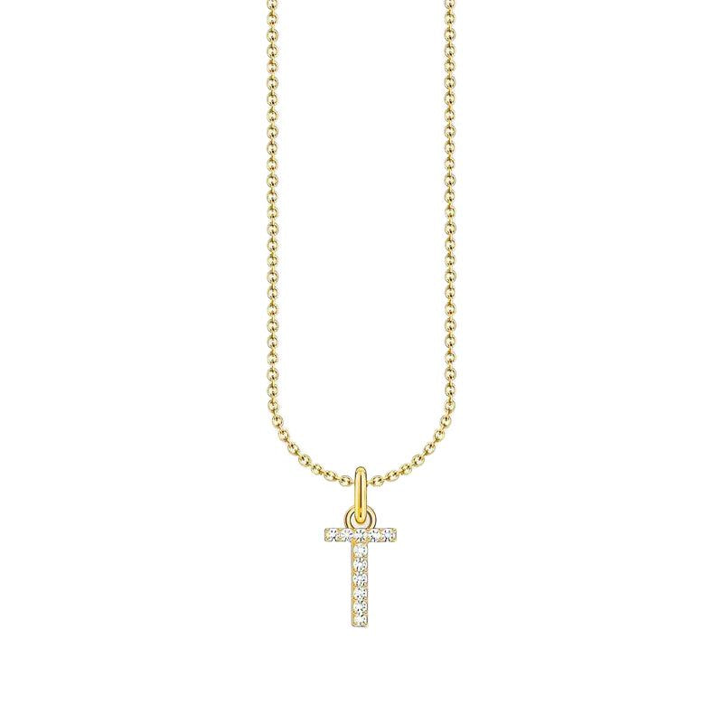 Thomas Sabo Gold-plated Necklace with Letter T & White Stones