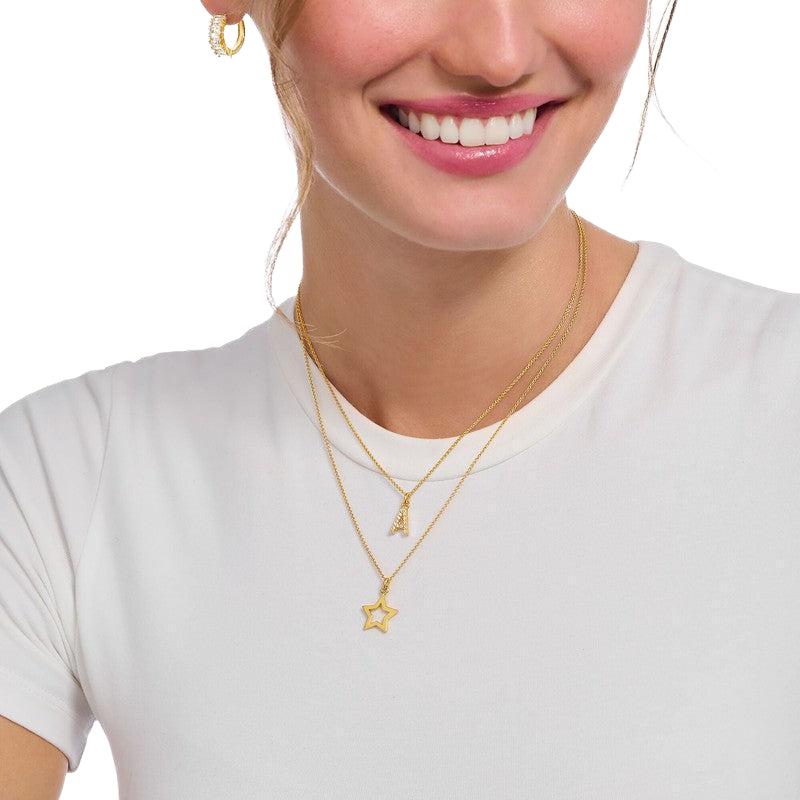 Thomas Sabo Gold-plated Necklace with Letter V & White Stones